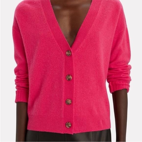 INTERMIX Roya Cashmere Pink Cardigan Sweater Button Down Long Sleeves Size Small - Picture 2 of 11